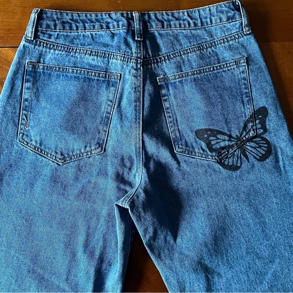 Rue21 wide leg butterfly jeans high waisted juniors size 12 - Picture 4 of 6